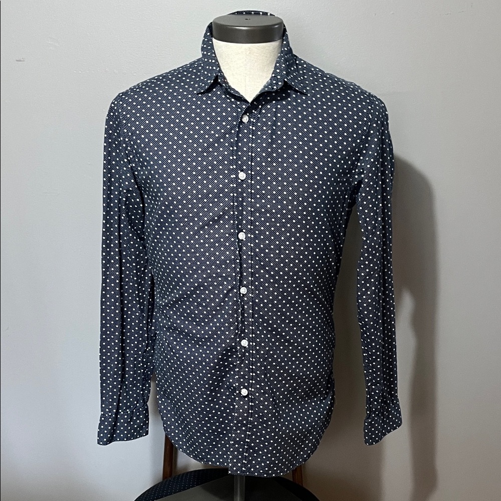 Banana Republic Navy Button-Down with White Dot Print